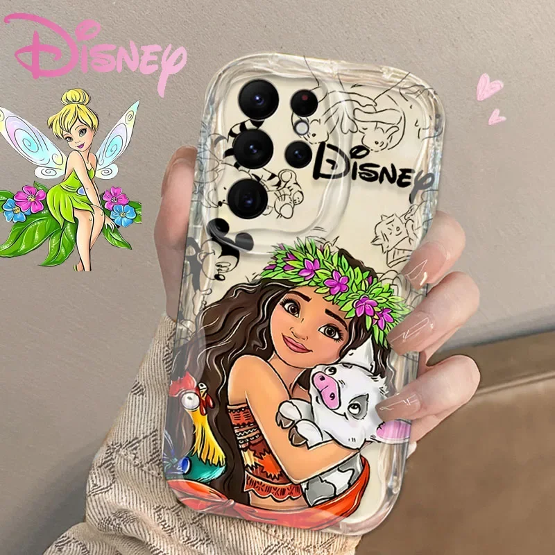 Funda Disney Moana Ariel princesa 3D para Samsung Galaxy S25 S24 Ultra S23 S22 S21 Plus FE A56 A36 A26 A16 A06 A15 A25 A35 A55 5G