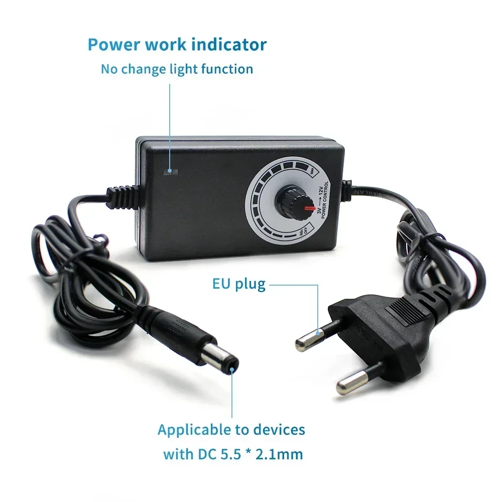 Fuente de alimentación ajustable 3V 12V 24V AC-DC adaptador de fuente de alimentación 3V-12V-10A con adaptador Jack enchufe hembra para electrodomésticos - imagen 3