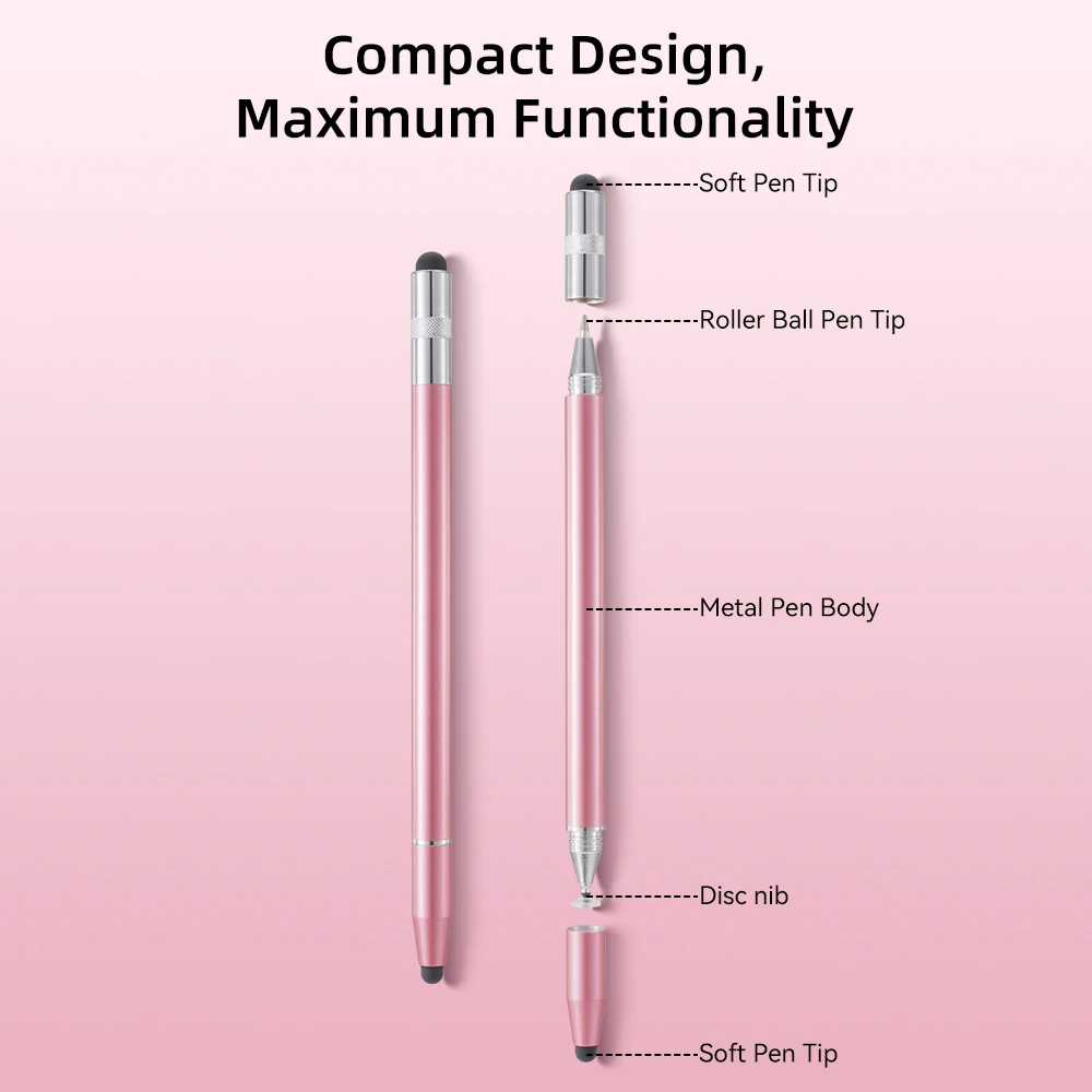 Bolígrafos ópticos universales 4 en 1, bolígrafo táctil de alta sensibilidad para tableta, lápiz Universal, lápiz capacitivo, doble cabezal de silicona - imagen 4