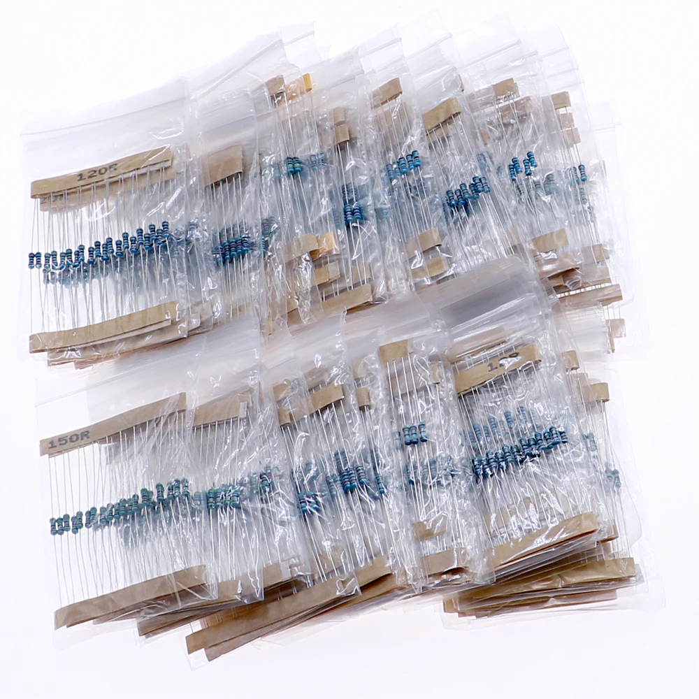 1/8W 1/4W 1/2W 1W 2W Kit surtido de resistencias de película metálica Caja 1% Paquete de resistencias de componentes electrónicos - imagen 5