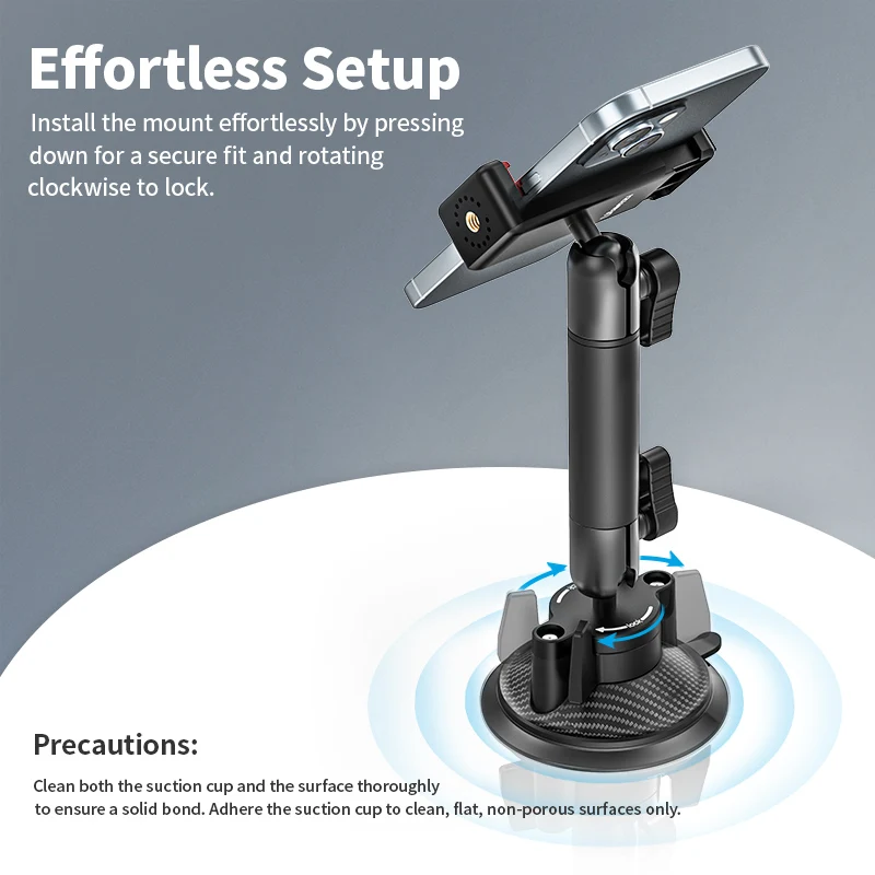 Ulanzi Go-Quick II Cámara de Acción Smartphone Soporte con Ventosa 1/4'' Tornillo 360 °   Cabezal de bola para GoPro para soporte para teléfono Insta360 para coche - imagen 4