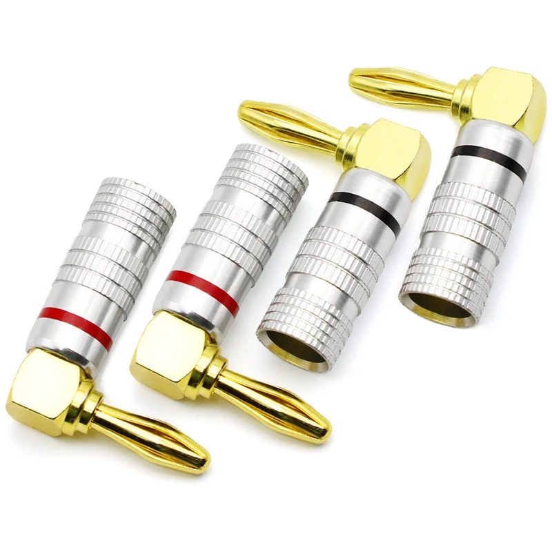 2/4 Uds conector Banana ángulo recto 90 grados 4mm adaptador de altavoz de vídeo chapado en oro conector de Audio conectores Banana - imagen 3