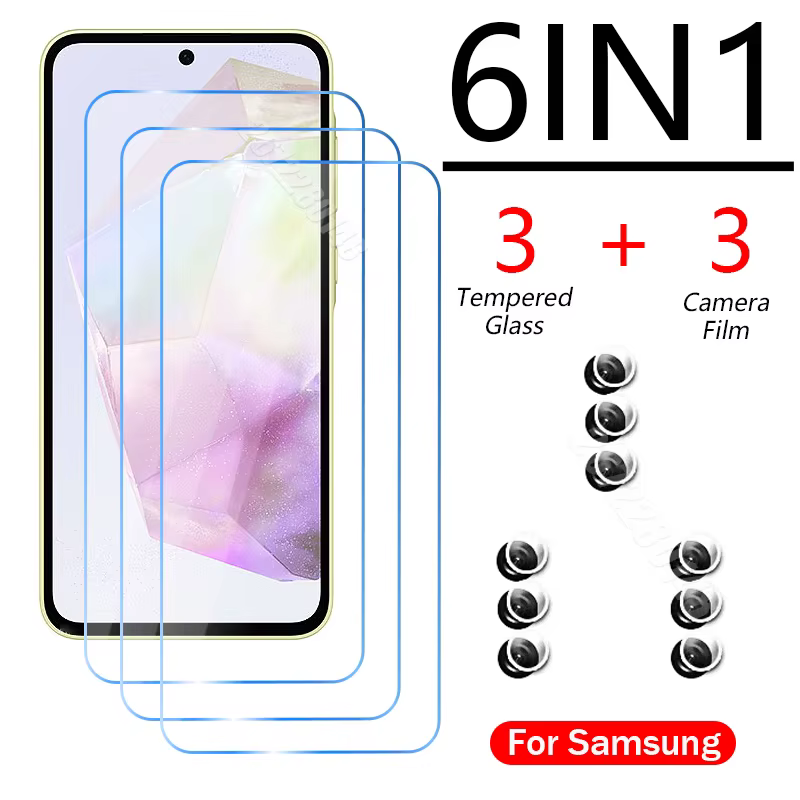 Protector de pantalla 6 en 1 para móvil, cristal Protector de cámara para Samsung A54, A34, A14, A53, A33, A23, 5G, S22, A52S, A22, A32, 5G, A72, A52, A32 - imagen 2