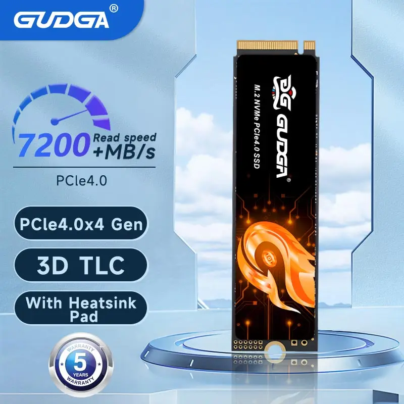 GUDGA SSD M2 Nvme 3D TLC 1TB 2TB 7200MB/S PCIe4.0x4 unidad interna de estado sólido para PS5 portátil PC de escritorio