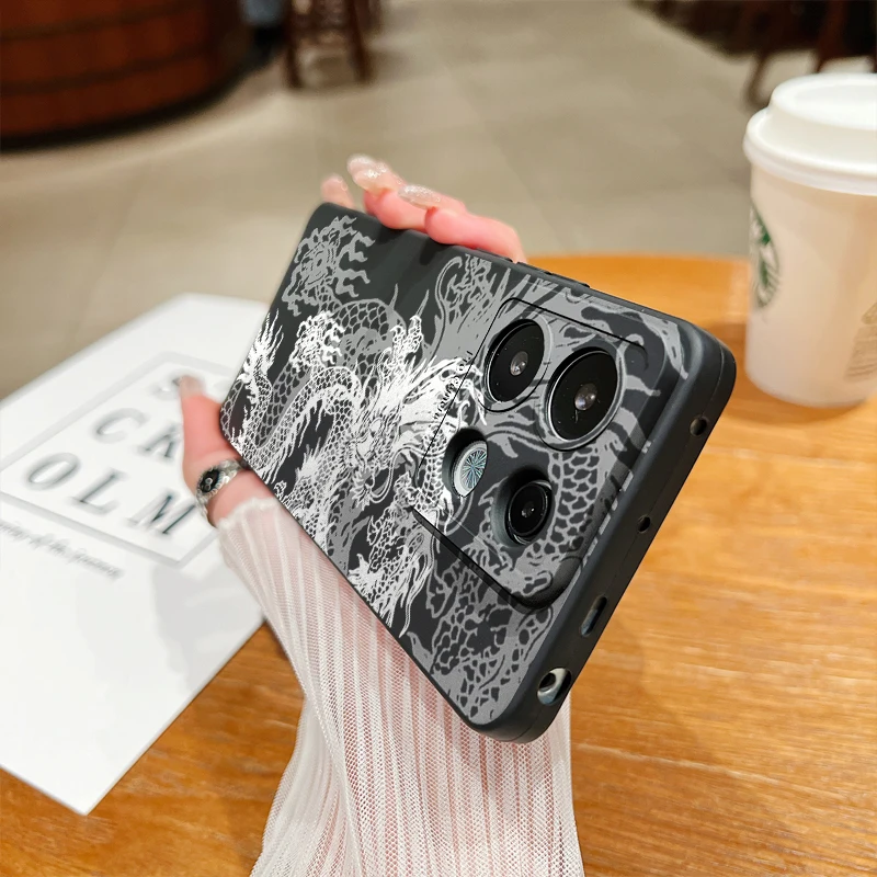 Funda de teléfono con diseño de dragón blanco para Xiaomi Mi 11 Lite 5G 14 13T 13 12T 12 Poco M6 X6 X5 F5 Pro Redmi 13C Note 13 12S 12 11 - imagen 3