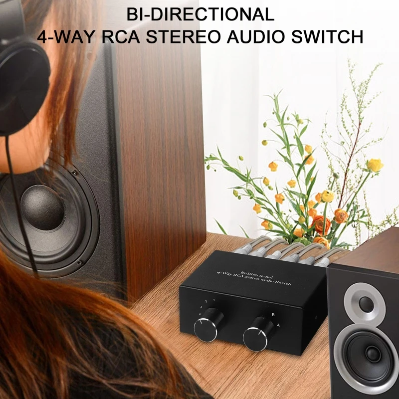 Selector RCA Estéreo 2x4 – Conmutador Bidireccional Y3ND - imagen 3
