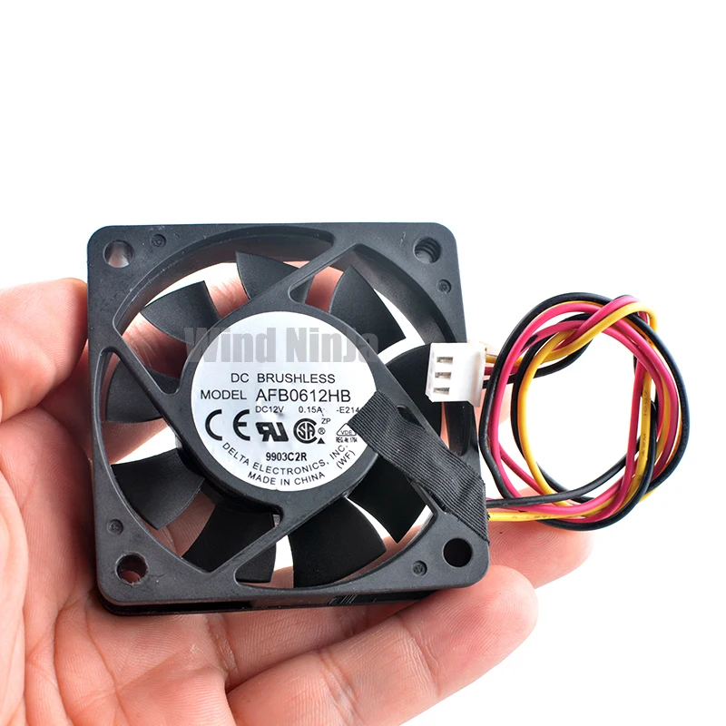 AFB0612HB ventilador de refrigeración con rodamiento de bolas Dual para chasis, fuente de alimentación de CPU, 6cm, 60mm, 60x15mm, DC12V, 0.15A, 3 pines - imagen 5
