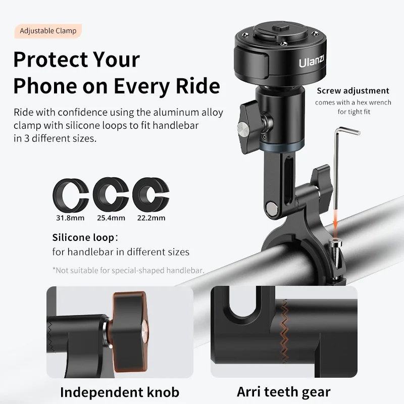 Ulanzi O-LOCK033 Soporte para manillar de bicicleta adecuado para manillar redondo para iPhone 15 Pro Pro Max para ciclismo - imagen 5