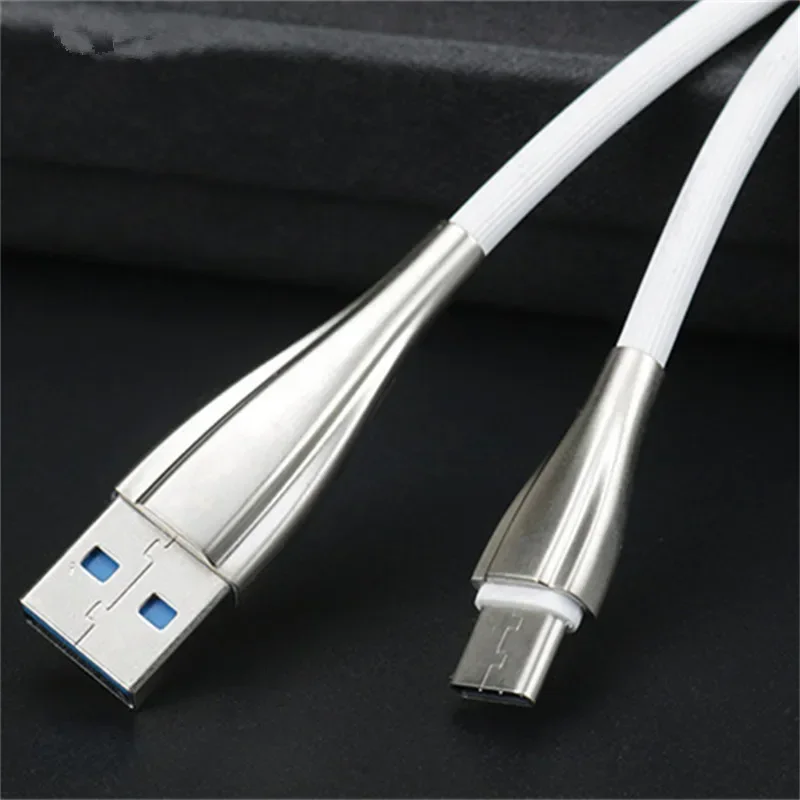 Cable USB tipo C para teléfono móvil, Cable de carga rápida de 2a y 1M, Micro USB, línea de USB-C para Samsung, Huawei con trenza azul, blanco y gris - imagen 3