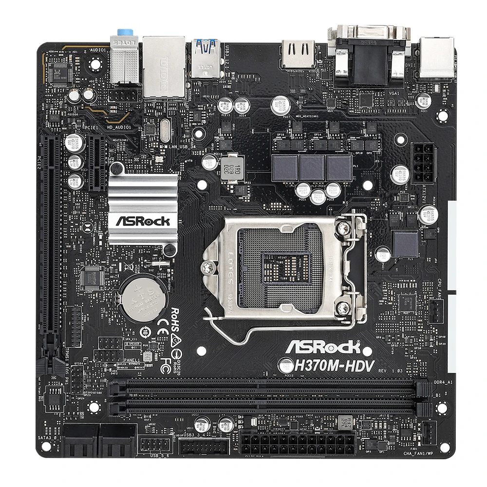 Placa base ASROCK H370M-HDV H370 compatible con LGA 1151 i5-9400F i7-9700K i9-9900K G5400 CPU DDR4 2666MHz SATA3 HDMI Micro ATX - imagen 2