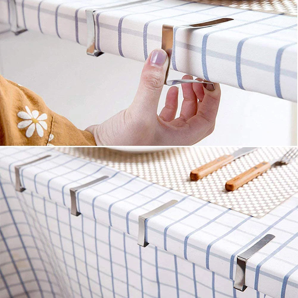 Clips de acero inoxidable para mantel de mesa, Clips de sujeción de hasta 1,7 pulgadas de grosor, resistentes al viento, para fiesta, Picnic, barbacoa, 4/6/8 piezas - imagen 2