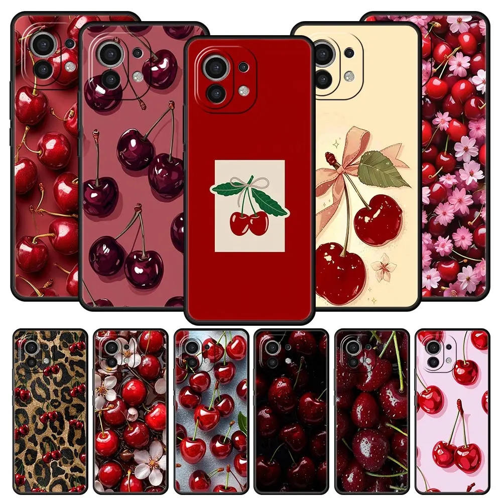 Red Cherry Phone Case For Xiaomi Mi 17 15T 15 14 14T 13T 12T Pro 12 13 Lite 5G 11T Poco X6 X7 X5 Pro Soft Cover