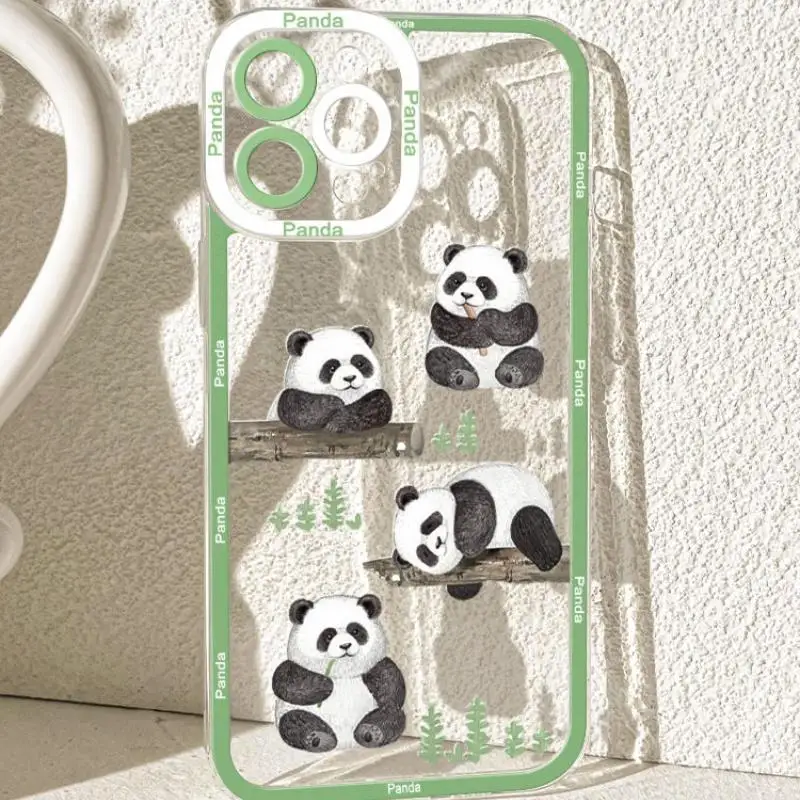 Bonita funda de teléfono Panda para Iphone 15 Pro Max 11 12 13 14 Pro Max 6 6S 7 8 Plus 13 Mini XS Max XR SE 2 3 Fundas a prueba de golpes - imagen 2