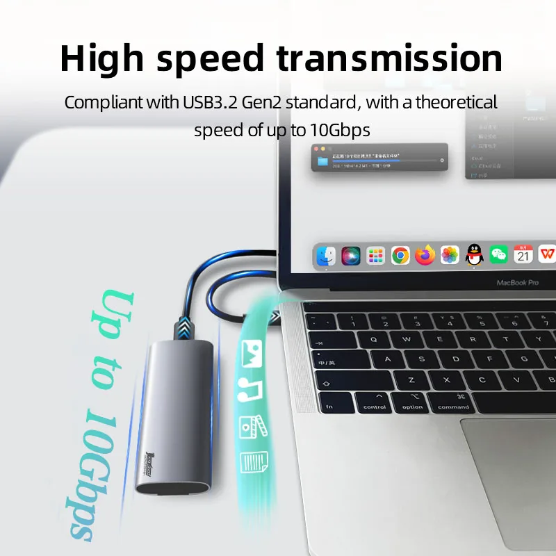 CoolFish M2 SSD Case NVMe Protocol Up To 10Gbps M.2 to USB Type C 3.2 Gen 2 Portable NVMe External Enclosure SSD Box - imagen 3