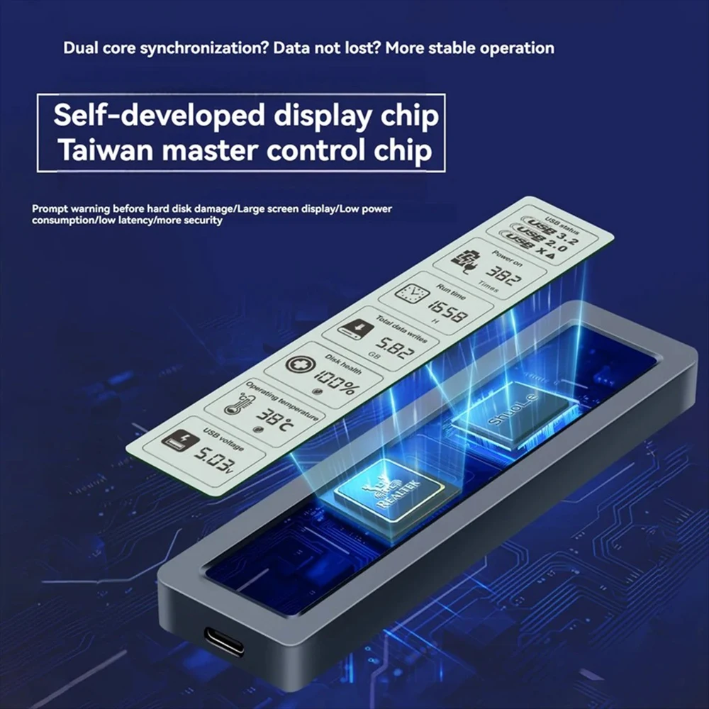 Caja M.2 NVMe SSD, caja de disco duro con pantalla Digital inteligente de 10Gbps, adaptador de controlador de estado sólido M2 NVME SATA, Cable de datos A + C - imagen 5