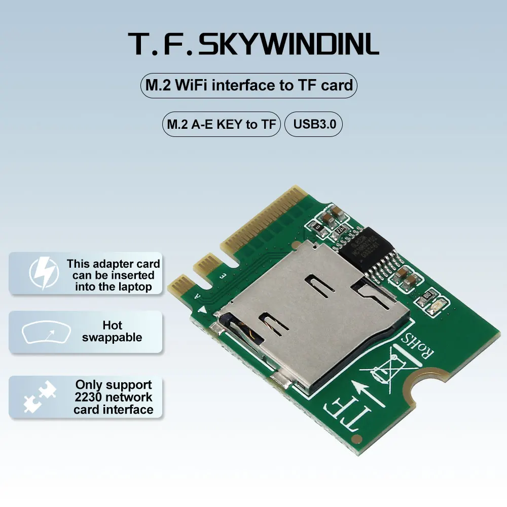 La llave M.2 A E a Micro SD/SDHC/TF admite lector de tarjetas intercambiable en caliente, adaptador Mini PC/portátil/industrial USB3.0