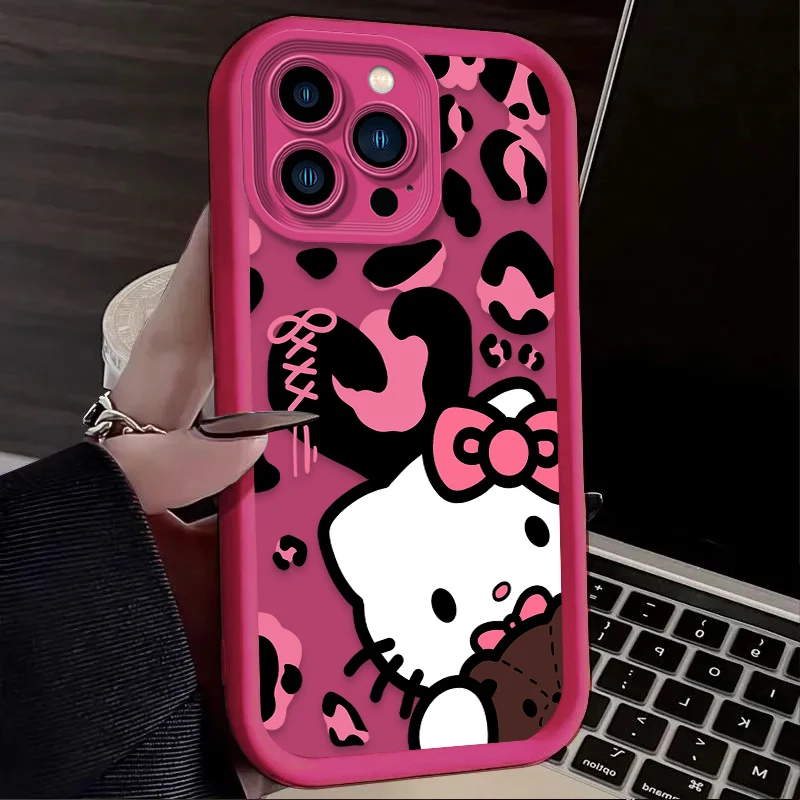 Sanrio Leopard Hello Kitty funda para Xiaomi 14T 13T 12T 11T 13 12 11 Lite 5G NE POCO X6 X5 F6 F5 F3 X4 GT X3 NFC M5S M6 Pro 4G - imagen 3