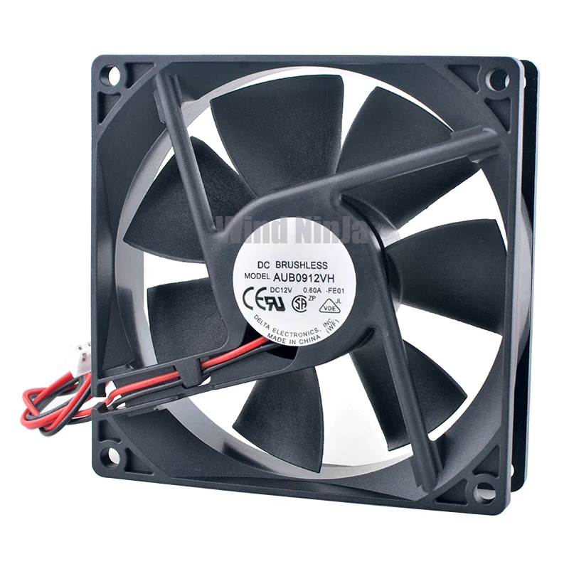 AUB0912VH 9cm 9,2 cm 92mm ventilador de refrigeración 92x92x25mm DC12V 0.60A 2 líneas ventilador de refrigeración de alto flujo de viento para fuente de alimentación del chasis - imagen 4