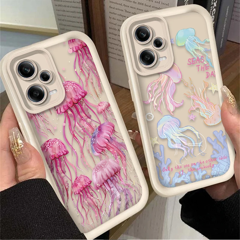 Funda blanda oceánica de medusas coloridas para Xiaomi Redmi Note 11 12 13 Pro Plus 4G 5G 10S 11S 9S 12S 10 9 Redmi 12C 14C 13C A3 12 - imagen 2