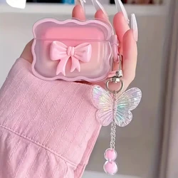 Funda Transparente AirPods 4 / Pro 2 – Lazo Ondas Rosa Degradado