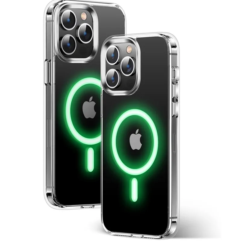 Funda rígida magnética mate luminosa con luz nocturna para Magsafe IPhone 16 15 14 13 12 11 Pro Max Plus 16Pro Mac accesorio de cubierta segura