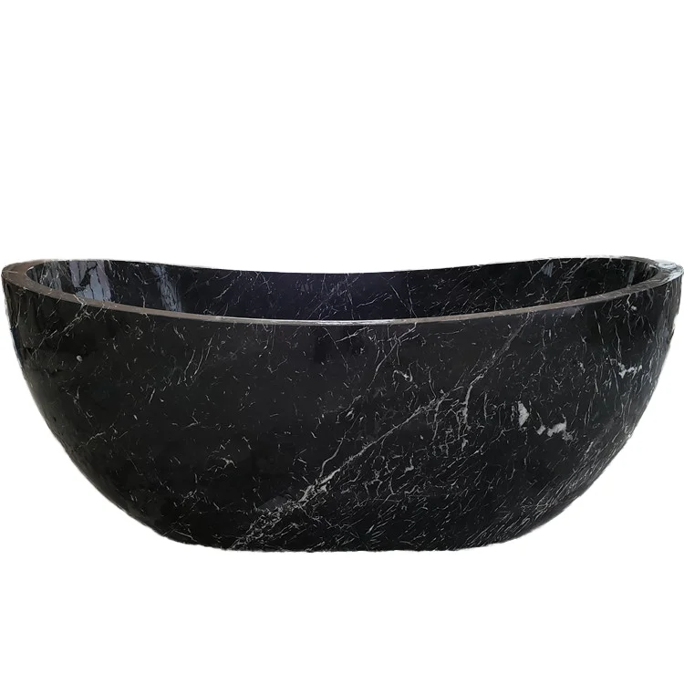 Bañera de mármol negro pulido y bañera de piedra tallada a mano - imagen 2