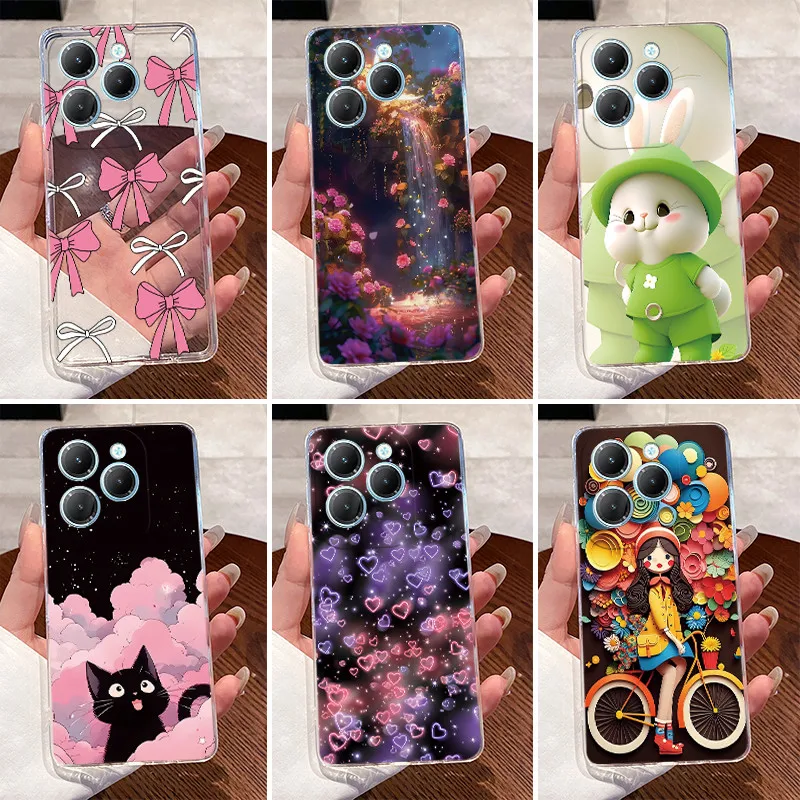 Para Infinix Hot 40 Pro X6837 funda Hot40 X6836 40i X6528B claro de lujo lindo conejo de amor divertida funda de silicona Infinix Hot 40 carcasa