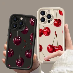 Funda de teléfono con estampado de cereza roja vino de lujo para Samsung Galaxy S25 S24 S23 S22 S21 Ultra Plus FE A26 A33 A25 A16 A56 A06 A24