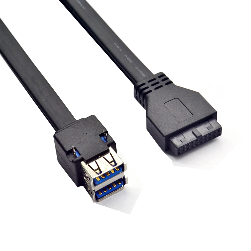 Conectores de 19 pines/20 pines hembra a doble USB 3,0 Panel frontal Cable de montaje de placa base de escritorio con pies fijos 30/50/80cm - imagen 3