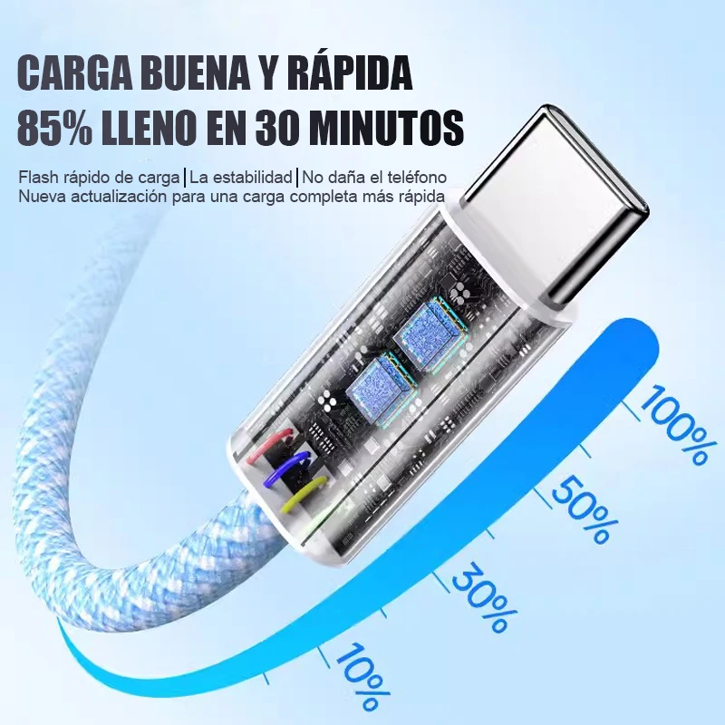 60W USB a Tipo C Cable de Carga Rápida Para el iphone 15 16 Pro Max Samsung Xiaomi OnePlus Huawei Cable de Sincronización de Datos Del Teléfono accesorios - imagen 4