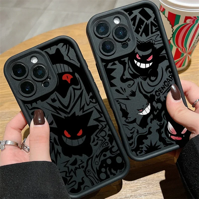 Funda de teléfono de silicona divertida de Pokemon Gengar para Iphone 17 16 15 14 13 12 11 Pro Max 17 Air 16E 15 Plus, funda trasera mate de TPU - imagen 2