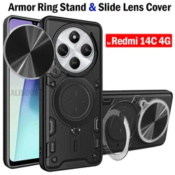 Xiaomi Redmi 14C 4G Funda Armadura Lente Deslizante Anillo Magnético