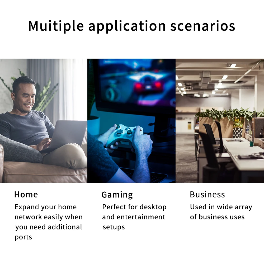 Conmutador KuWFi Gigabit POE 52V 10/100/1000Mbps 8 puertos POE + 2 uplinks + 2 redes Ethernet 802,3 af/at para cámara IP/AP inalámbrico - imagen 4