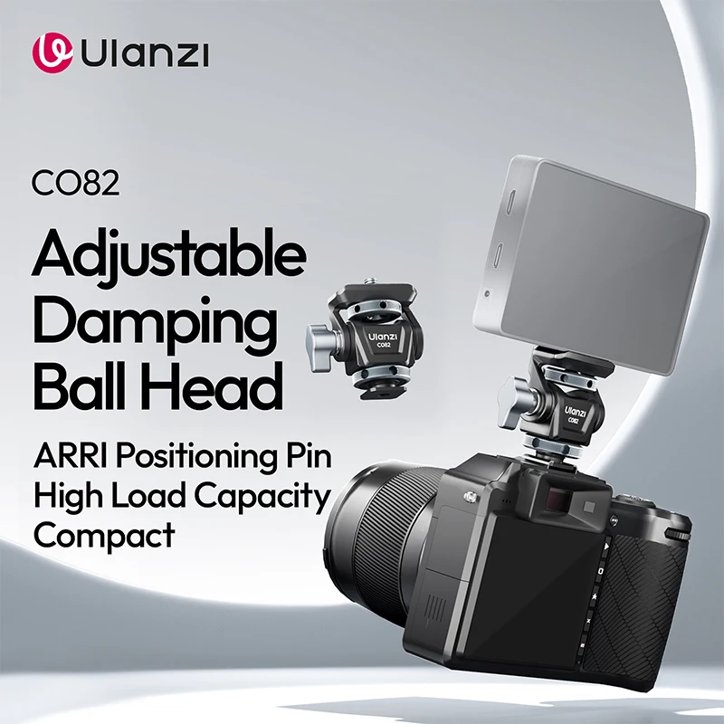 Ulanzi CO82 Cabezal de bola de amortiguación ajustable Perilla de cabeza plana Carga de 3 kg 360 °   Rotación con soporte de 1/4" para fotografía de cámara con trípode - imagen 2