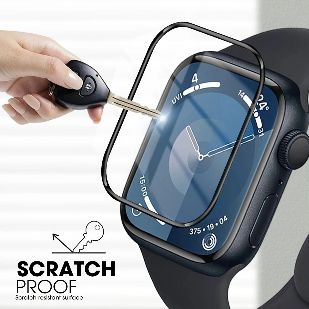 Película protectora de pantalla para reloj inteligente, película de PMMA 3D 2 piezas para Apple Watch 9, 41mm, 45mm, iWatch Serie 9, S9, Ultra2, 49MM (sin cristal) - imagen 4