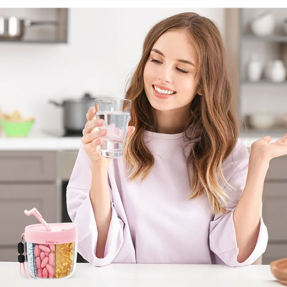 Caja de medicina de plástico de gran capacidad, caja de almacenamiento portátil para tabletas y cápsulas, organizador de pastillas de viaje impermeable de calidad alimentaria - imagen 4