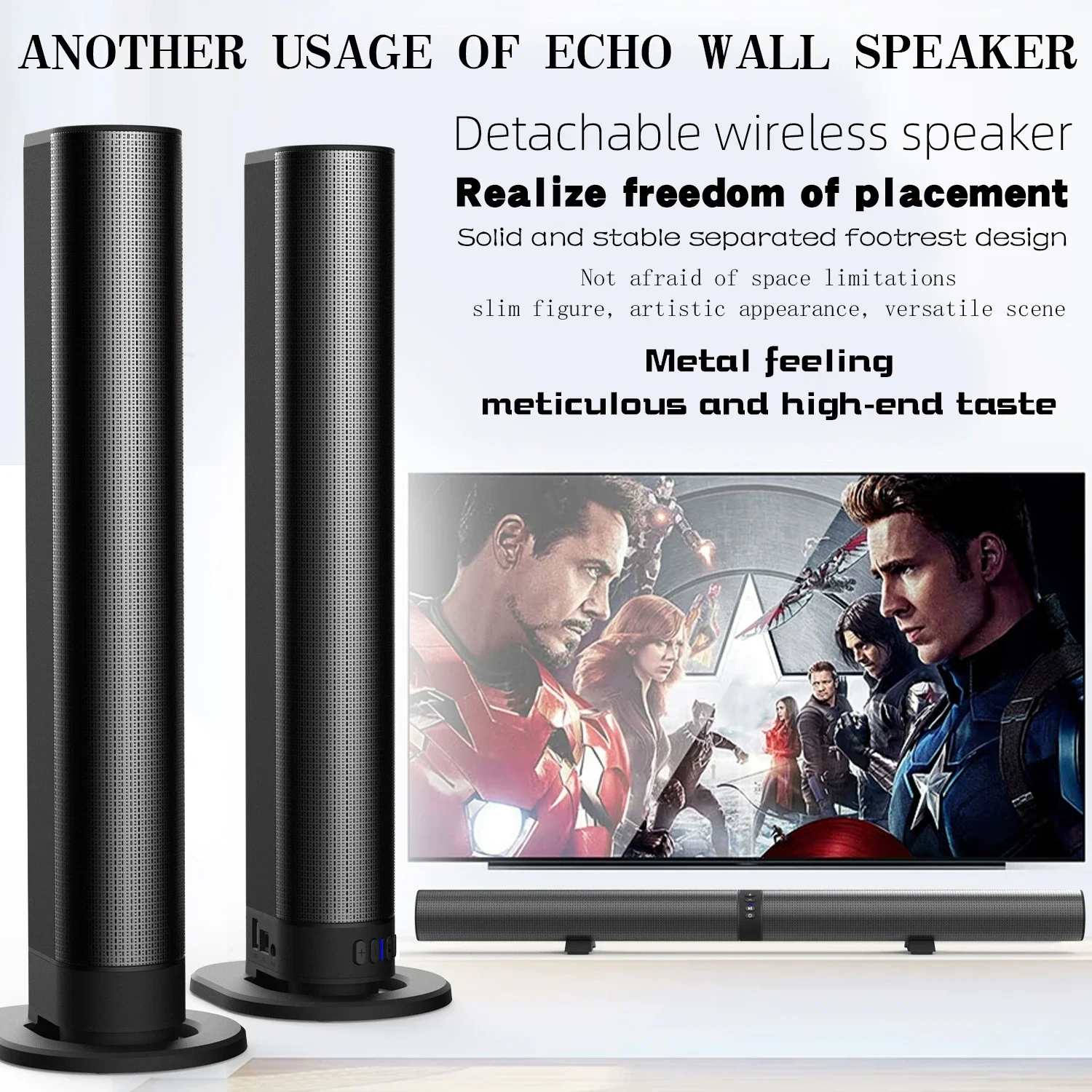 Barra de sonido FM, altavoces Bluetooth para TV, conexiones HDMI/AUX/BT/OPT, barras de sonido con sistema de sonido Shengba desmontable 2 en 1 para cine en casa - imagen 5