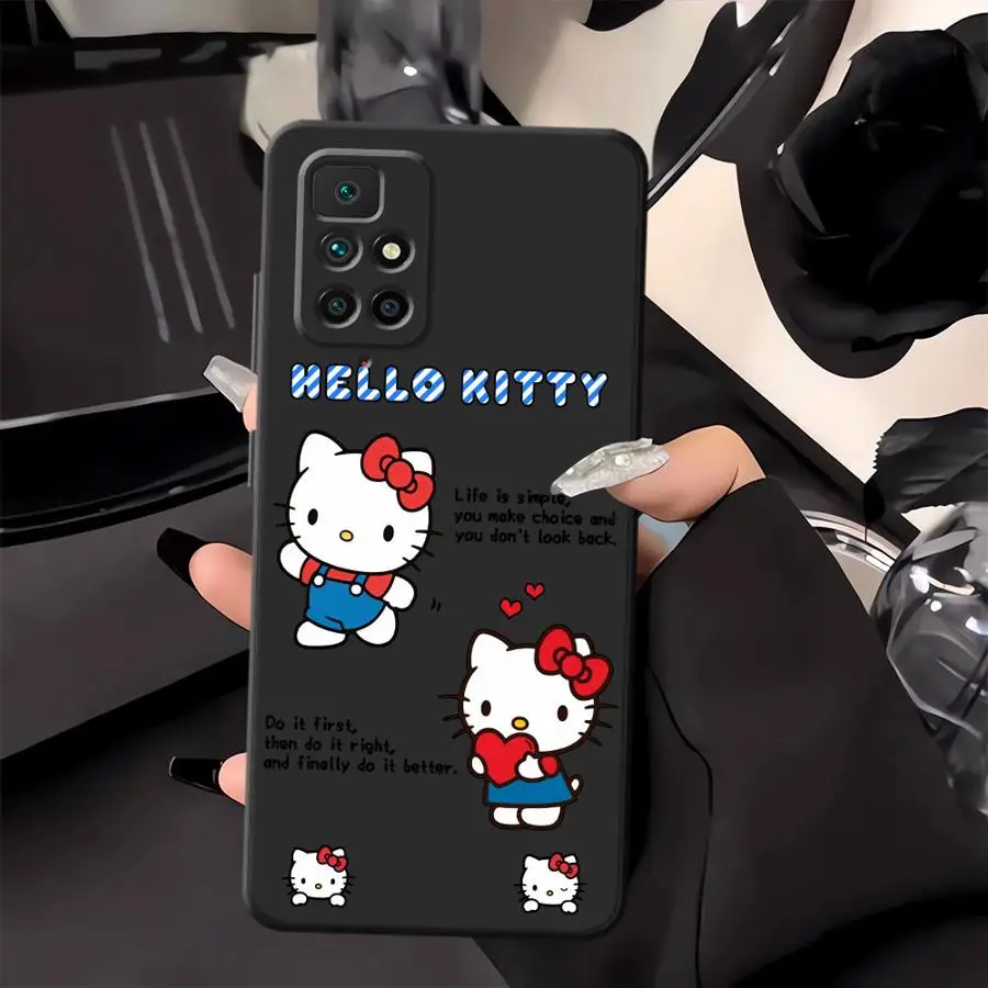 Funda de teléfono suave negra para Xiaomi Redmi A3 13C K40 K80 Pro A1 A2 Plus 12C 10 A5 14C 9 A4 moda Hello Kitty dibujos animados - imagen 5