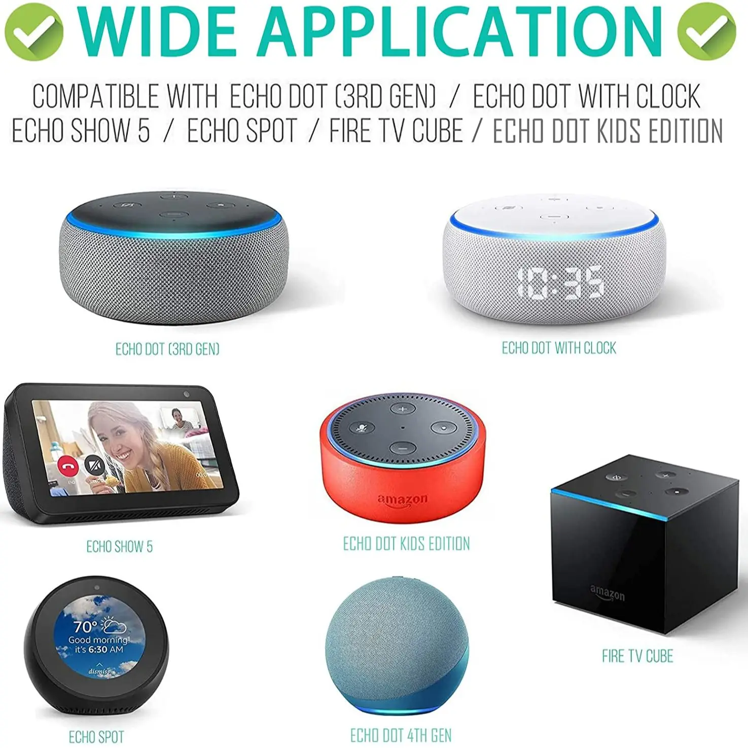 Cable de alimentación de 15W 12V 1.25A para Echo Dot 4. a generación 2018 ~ 2020 generación, Echo Dot con reloj, Echo Show 5, Echo Dot Kids Edition - imagen 4
