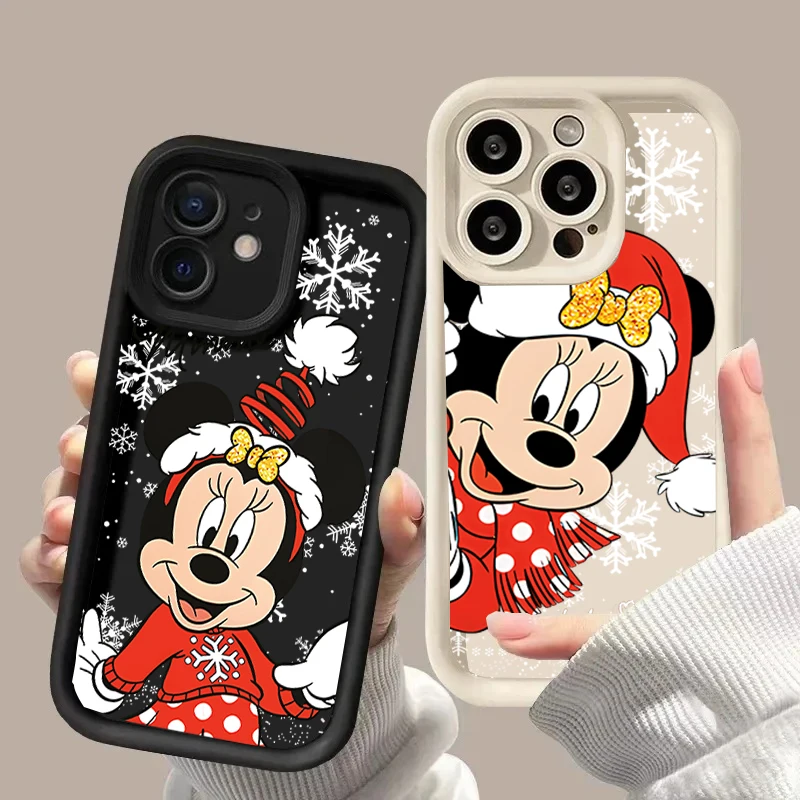 Precioso Feliz Navidad copo de nieve Mickey Minnie funda para Iphone 17 Air 16 15 14 13 12 11 Pro Max Plus 16E 17 Pro Max teléfono Capa - imagen 3