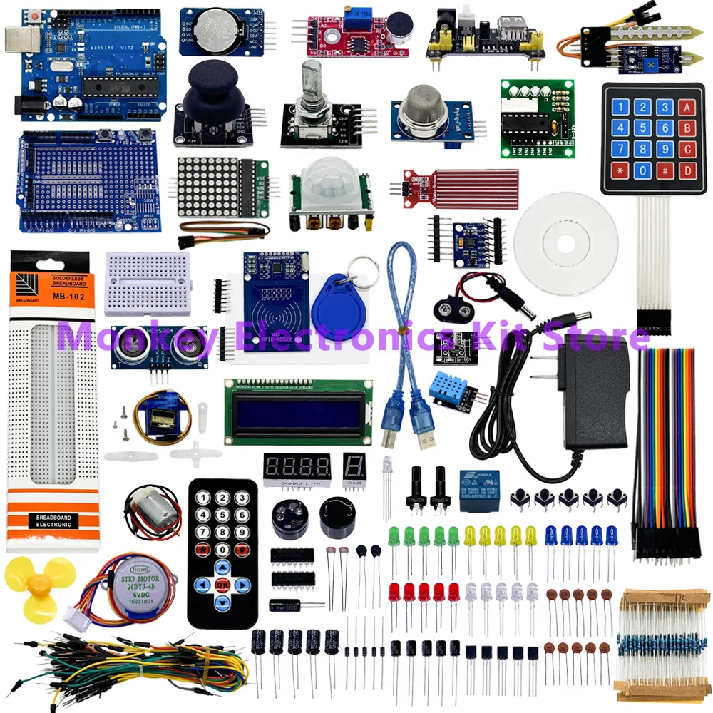 Kit de aprendizaje inicial de versión completa para proyecto de programación de tablero R3, Kit inteligente para principiantes de laboratorio de electrónica DIY para IDE R3