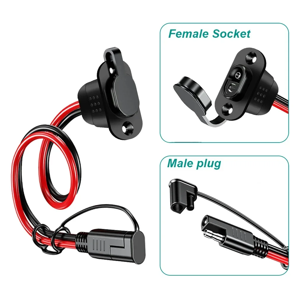 1/2 juegos de arnés de conector rápido SAE adaptador SAE enchufe macho a Cable de enchufe hembra 12AWG Cable de extensión SAE impermeable para cargador - imagen 2