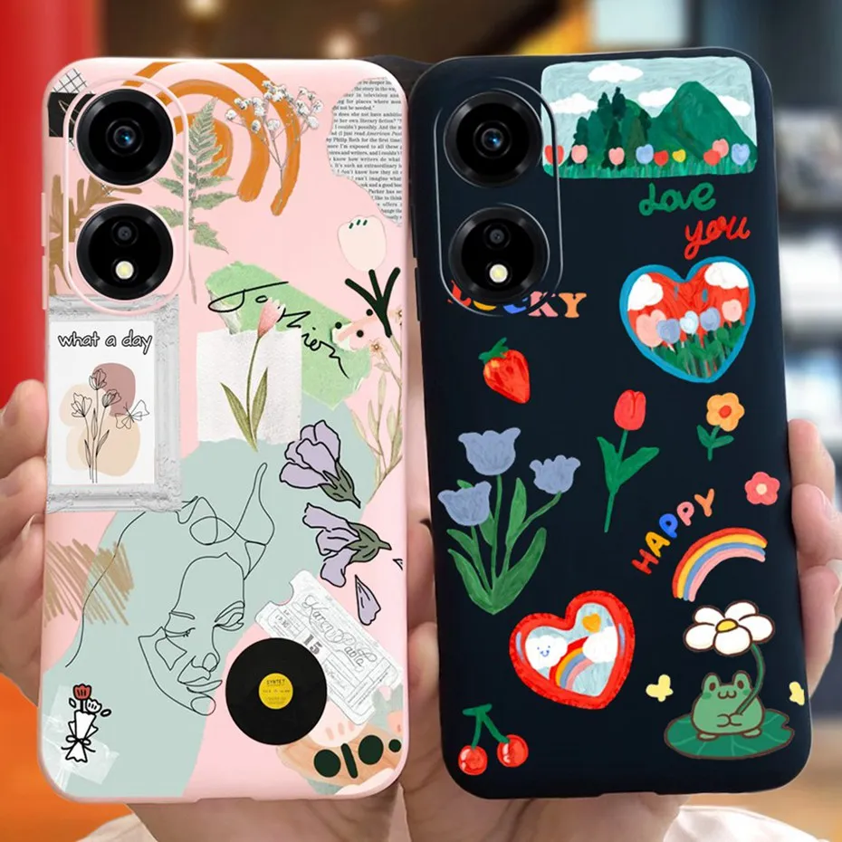 Funda de goma con estampado para Honor X5 Plus, carcasa de silicona suave TPU a la moda para Honor X5 Plus, WOD-LX1 WOD-LX2, 2023