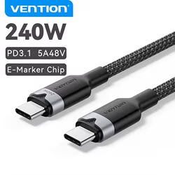 Vention Cable USB tipo C de 240W Cable de carga rápida tipo C PD 3,1 para iPhone 16 15 Pro Max Samsung Xiaomi Macbook iPad carga rápida