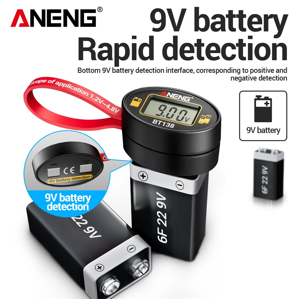 Mini probador de batería, Detector de batería de litio ANENG BT138, probador de capacidad, pantalla, analizador a cuadros, herramienta de prueba de pila de botón AAA AA - imagen 5