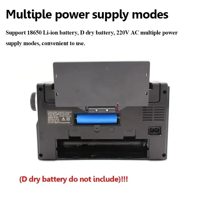 Altavoces Bluetooth multifuncionales recargables con Radio Vintage multibanda FM AM SW de alta calidad para exteriores, reproducción de música con tarjeta USB TF - imagen 3