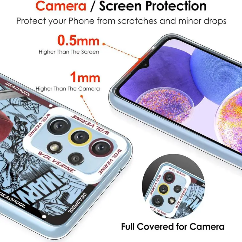 Funda de teléfono de Marvel Deadpool y Lobezno para Samsung, A13, A14, A15, A23, 4G, 5G, A24, 4G, A25, A33, A34, A53, A54, A73, A35, A55, 5G - imagen 5
