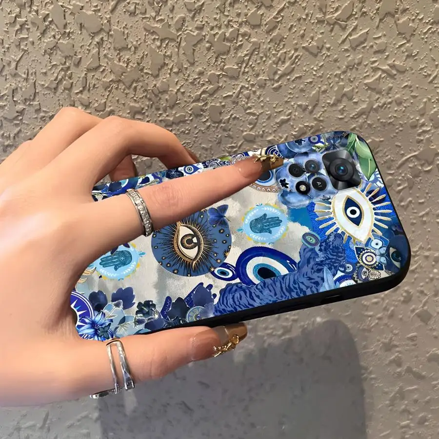 Funda para Xiaomi Redmi Note 11s 9 10 11 12 Pro 13 14 Pro Plus 10S 7 8 12s 9S funda de teléfono suave negra arte azul creativo - imagen 5