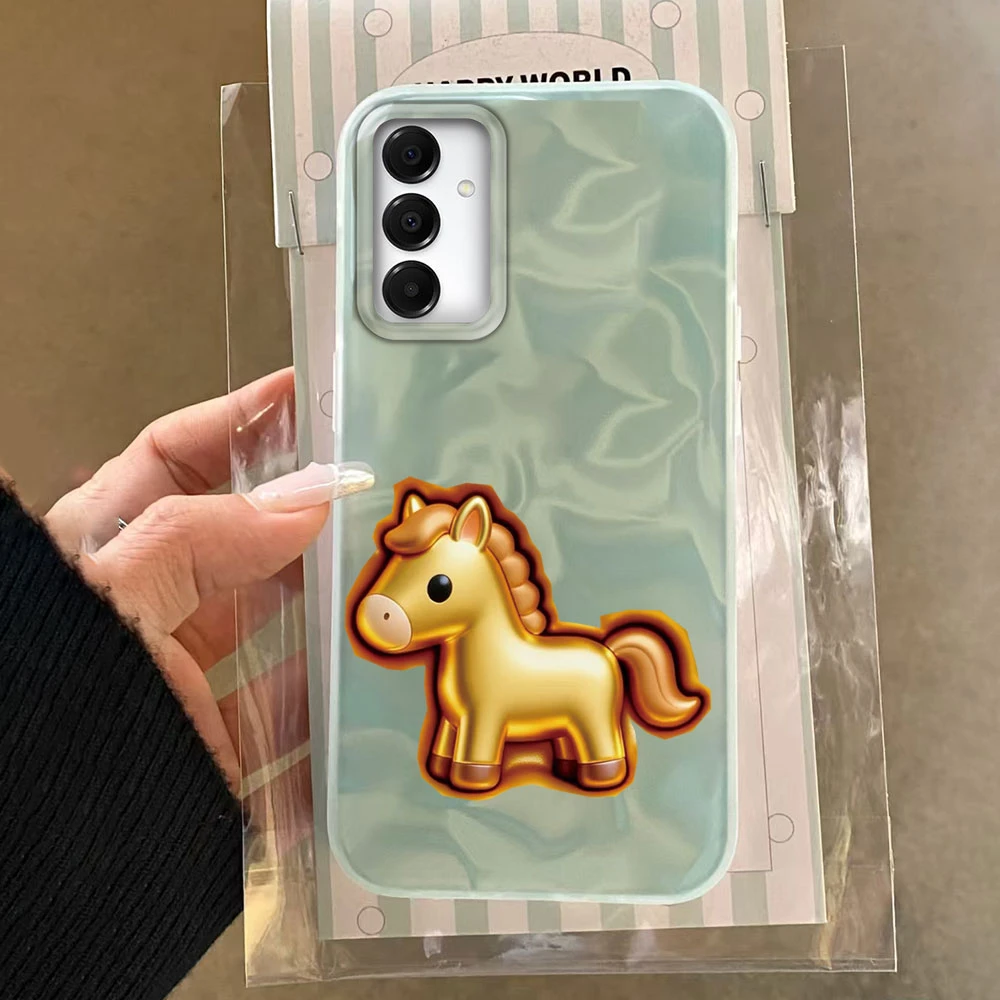 Funda de teléfono con textura de agua de caballo dorado de la suerte para Samsung Galaxy A16 A55 A07 A17 A56 A36 A54 A26 A15 A06 A14 A24 A34 A37 A57 - imagen 2