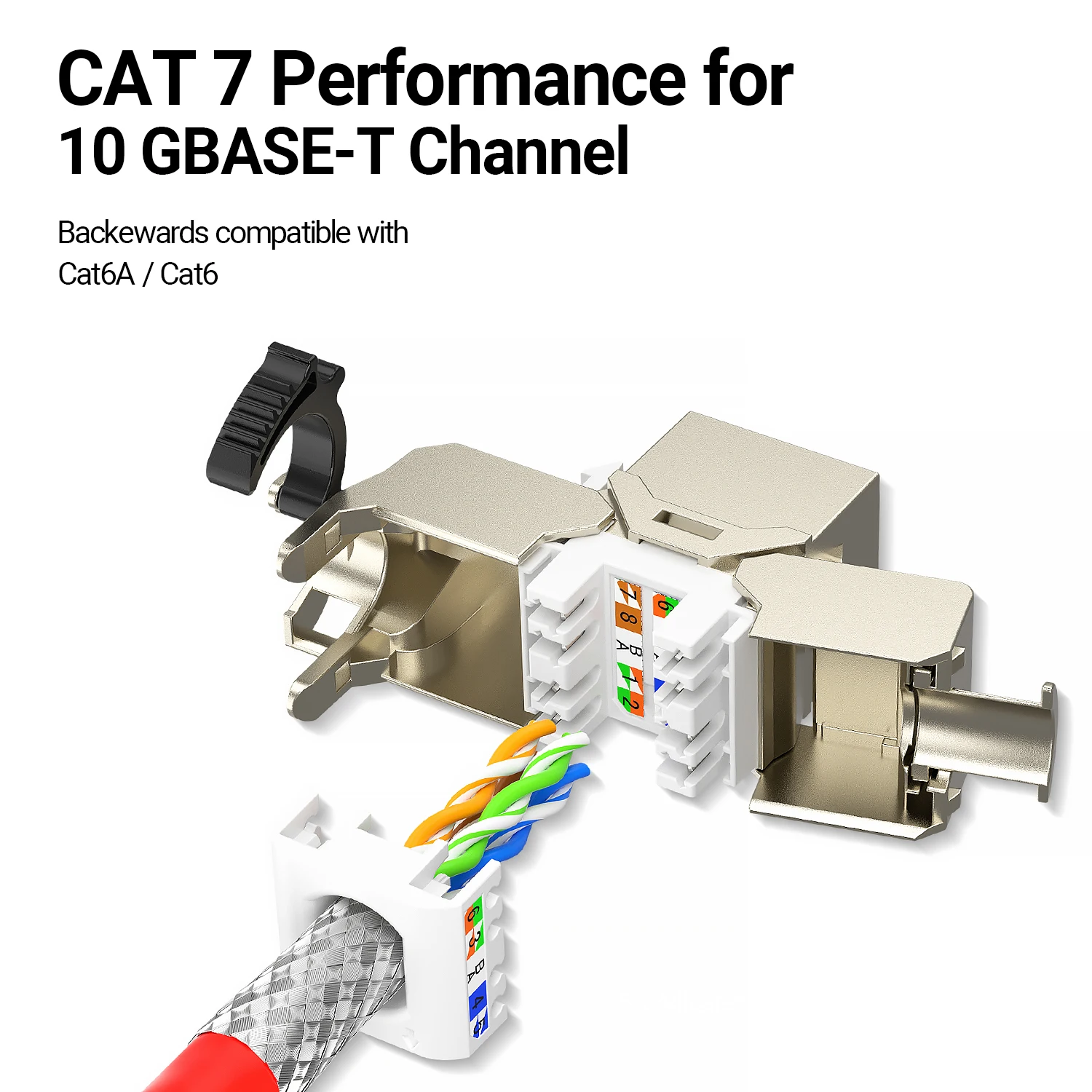 AMPCOM Conector Keystone RJ45 CAT6A STP sin Herramientas - imagen 4